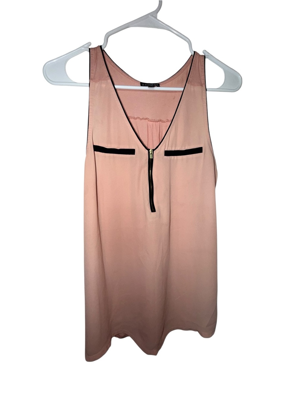 Express Blush Pink Zip-Trim Sleeveless Tank